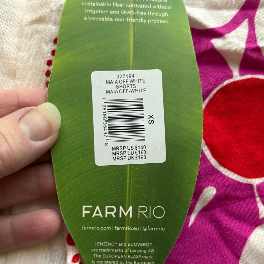 NWT Farm Rio Maia off white floral linen blend shorts drawstring shorts XS - Picture 6 of 12